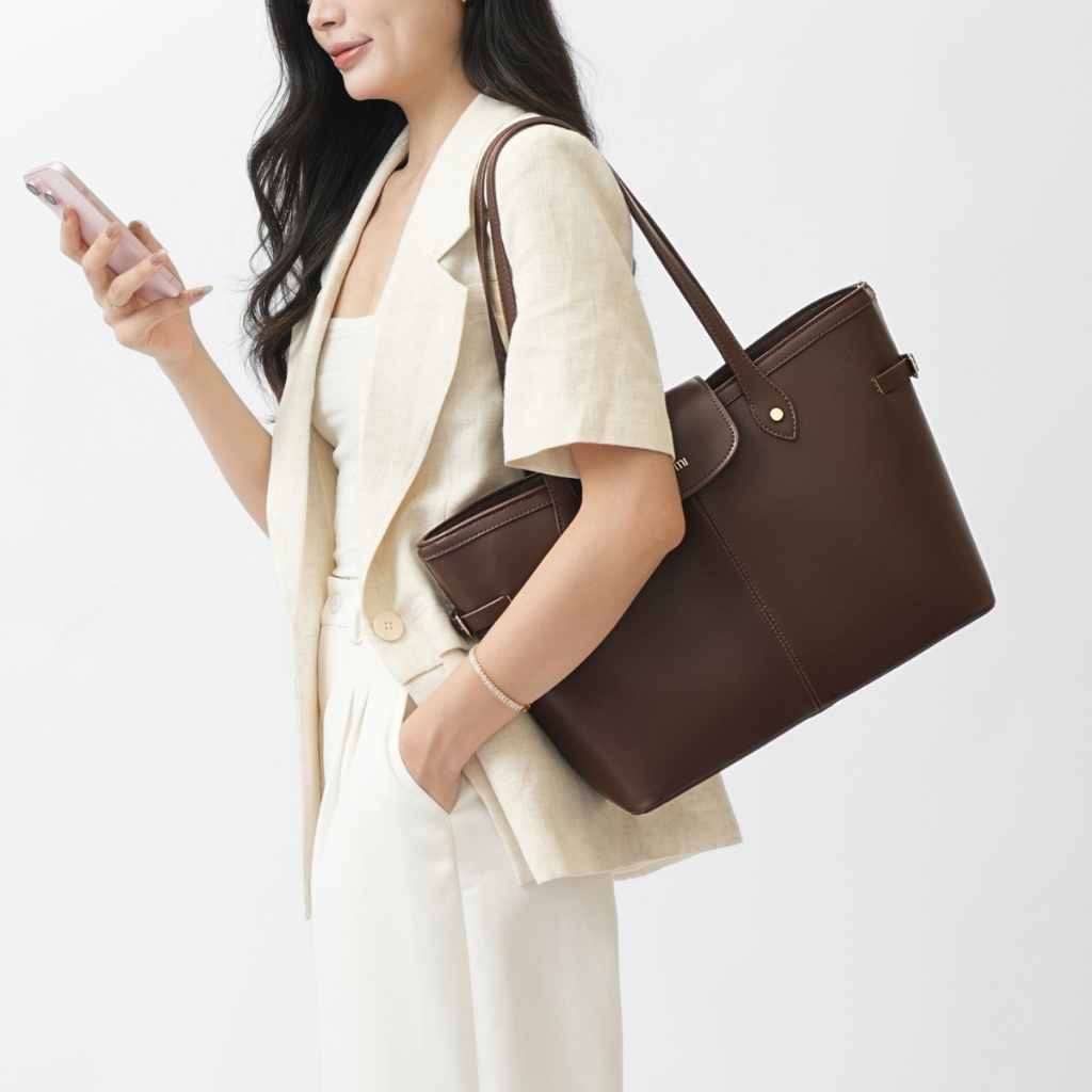 Túi công sở nữ da LIMI (3 màu) đeo vai thanh lịch đựng vừa lap 15.6 inch đi dạy TAMMY | BigBuy360 - bigbuy360.vn