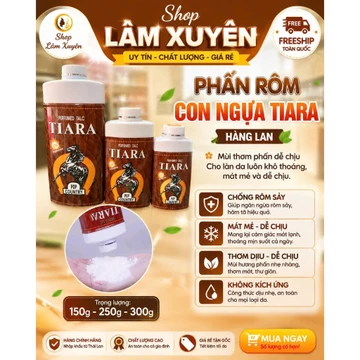 Phấn rôm con ngựa Tiara hàng Lan có mùi thơm phấn dễ chịu chống rôm sảy mát mẻ dễ chịu khôg kích ứng