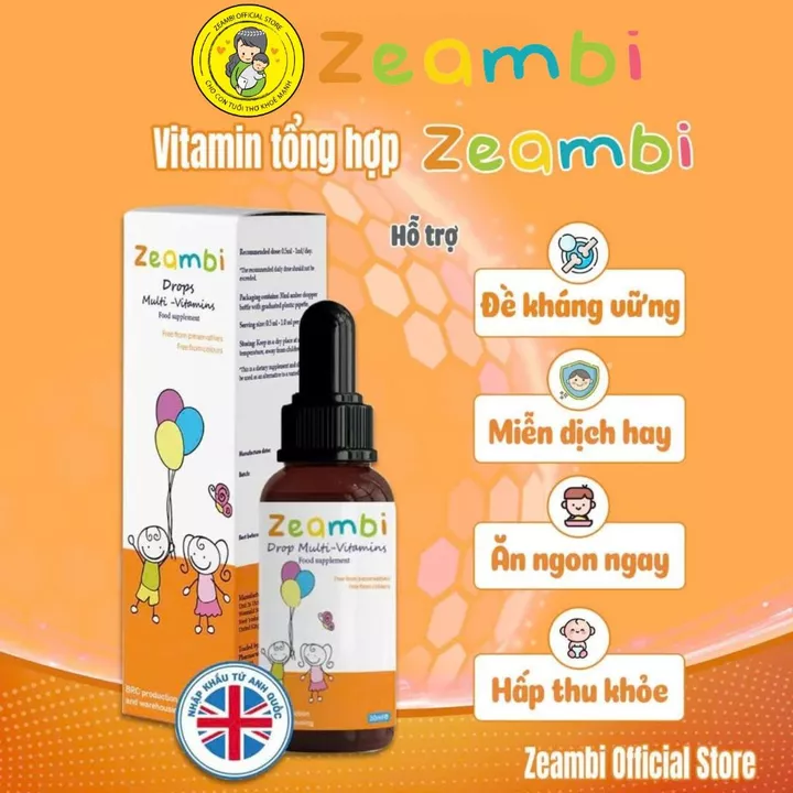 Vitamin Zeambi, Vitamin Tổng Hợp Zeambi Nhập Khẩu Anh Quốc Dạng Nhỏ Giọt Chai 30ml