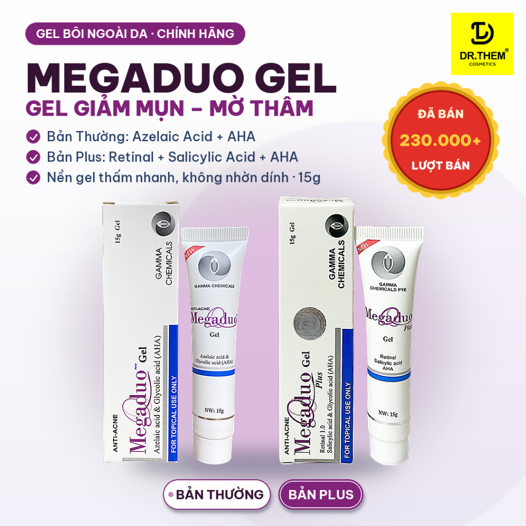 Megaduo Gel/Plus Gamma 15g-30g, Gel Giảm Mụn Ẩn, Thâm, Đầu Đen Cho Da Dầu Mụn – Dr Thêm