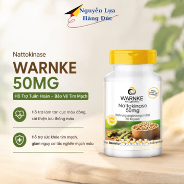 Viên uống chống đột quỵ WARNKE Nattokinase giúp ổn định huyết áp, hỗ trợ sức khỏe người cao tuổi, lọ 60 viên hàng ĐỨC