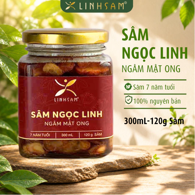 Sâm Ngọc Linh Ngâm Mật Ong Cucuma 300ML - 120g Sâm 7 Năm Tuổi Ngăn Ngừa Lão Hoá Tăng Cường Sức Khoẻ Linh Sâm Cucuma
