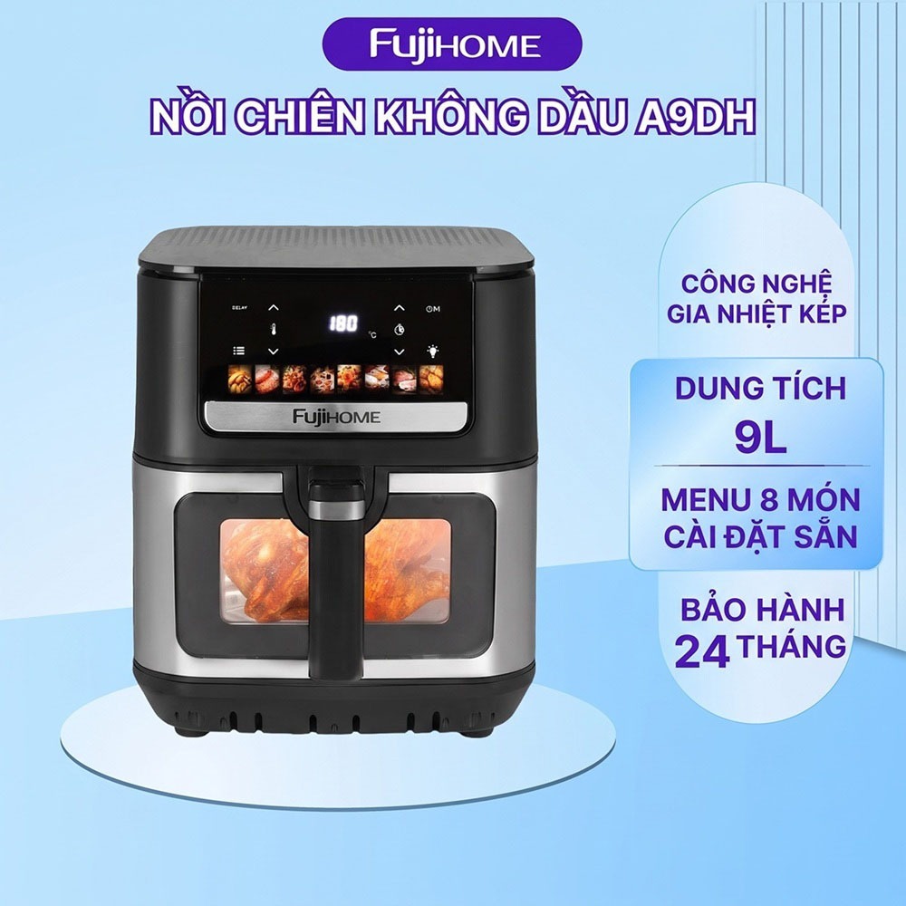 Nồi chiên không dầu nhập khẩu FUJIHOME dung tích lòng nồi 7L-16L tự ngắt khi quá nhiệt, BH 2 năm