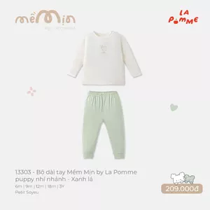 (NÊN TĂNG SIZE) Bộ dài tay Mềm Mịn by La Pomme puppy nhí nhảnh -  Sợi Petit Soyeu thoáng mát - Bé trai/gái - 6M - 3Y