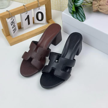Guốc Nữ 5cm Đế Vuông Quai Cắt Vát Vân Da Ép Mút EVA Êm Chân - Guốc Cao Gót Nữ 5 Phân Công Sở Thời Trang