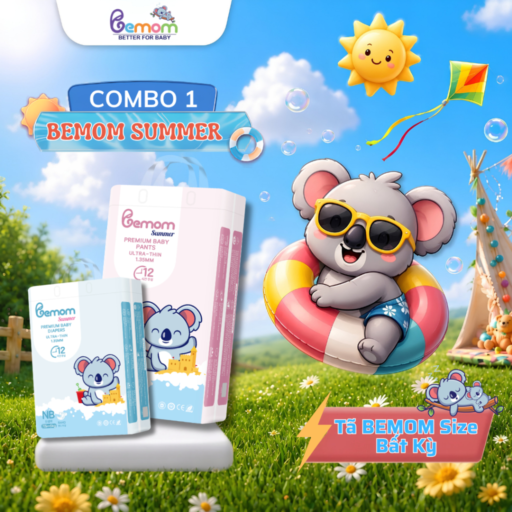 Tã/Bỉm BEMOM SUMMER Hàn Quốc Dán/Quần Đủ Size cho bé từ 3 đến 25kg
