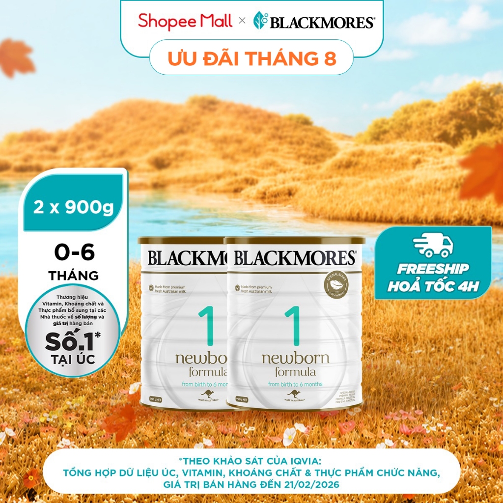 Combo 2 Hộp Sữa Blackmores Newborn Formula số 1 (900g)