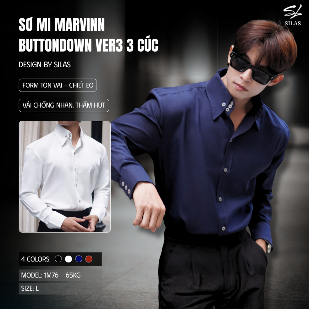 (Form Tôn Vai) Áo Sơ Mi SILAS Marvinn Button Down Ver3 Cuff 3 Cúc Cổ Cotton Chéo Chiết Eo - ASLH01