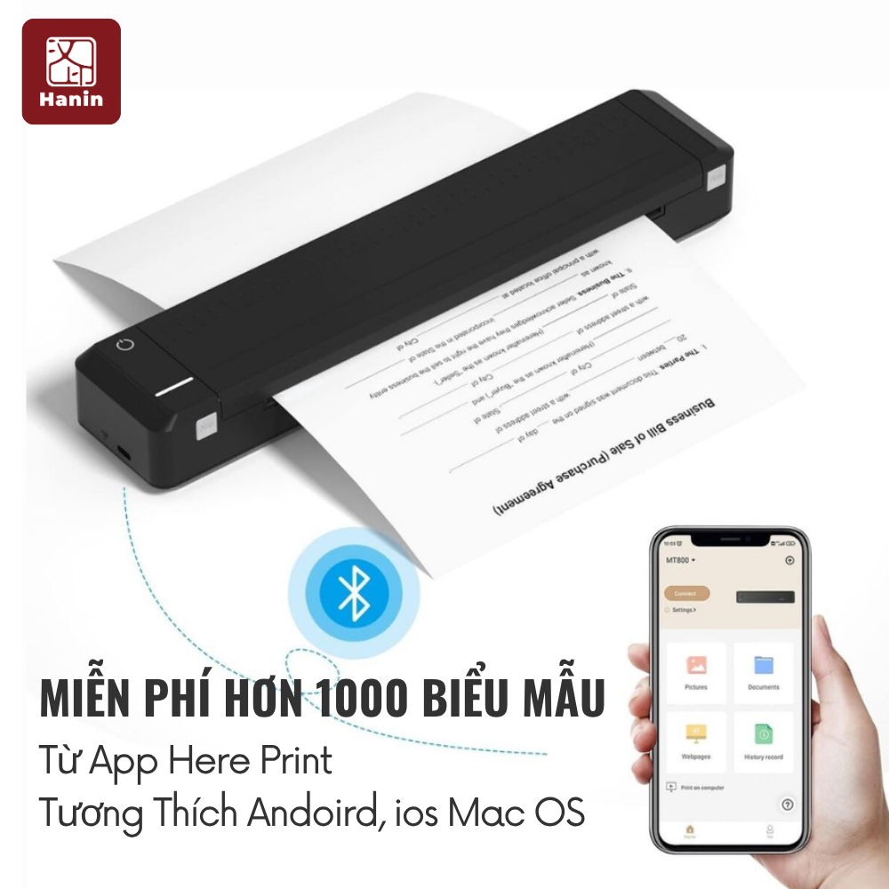Máy In A4 Di Động Bluetooth MT800 300 DPI Không Lem Mực, In Hợp Đồng, Tài Liệu Doanh Nghiệp | BigBuy360 - bigbuy360.vn