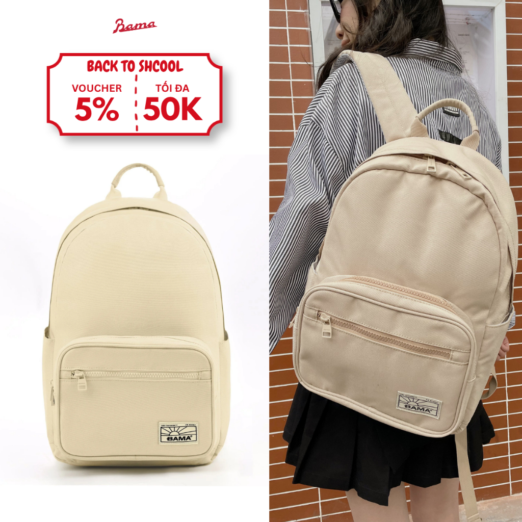 Balo mini nam nữ đi học đi làm BAMA Backpack NB104 chống nước nhiều ngăn đựng laptop 13 inch