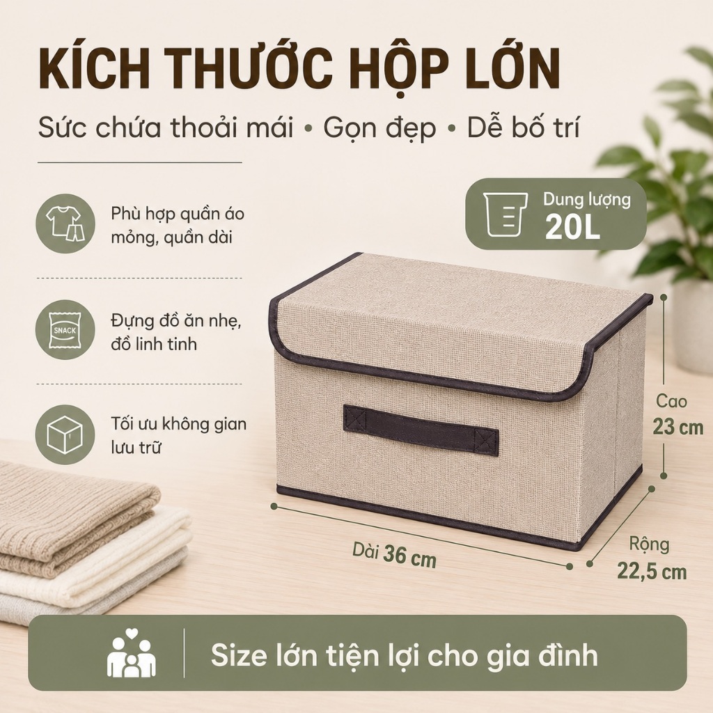 Set 2 Hộp Đựng Quần Áo BELLEVIE Túi Đựng Quần Áo Có Nắp Gấp Gọn Vải Không Dệt Chống Nước Dày Dặn | BigBuy360 - bigbuy360.vn