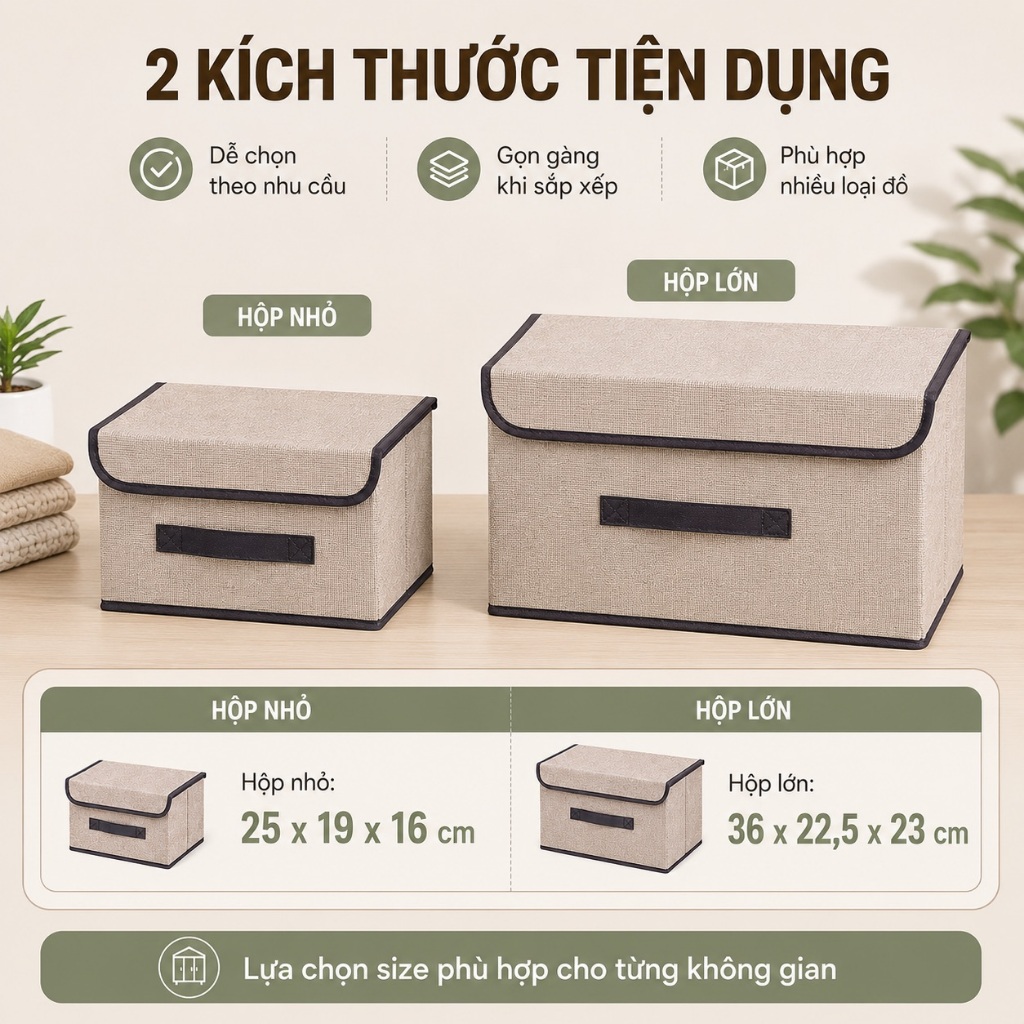 Set 2 Hộp Đựng Quần Áo BELLEVIE Túi Đựng Quần Áo Có Nắp Gấp Gọn Vải Không Dệt Chống Nước Dày Dặn | BigBuy360 - bigbuy360.vn