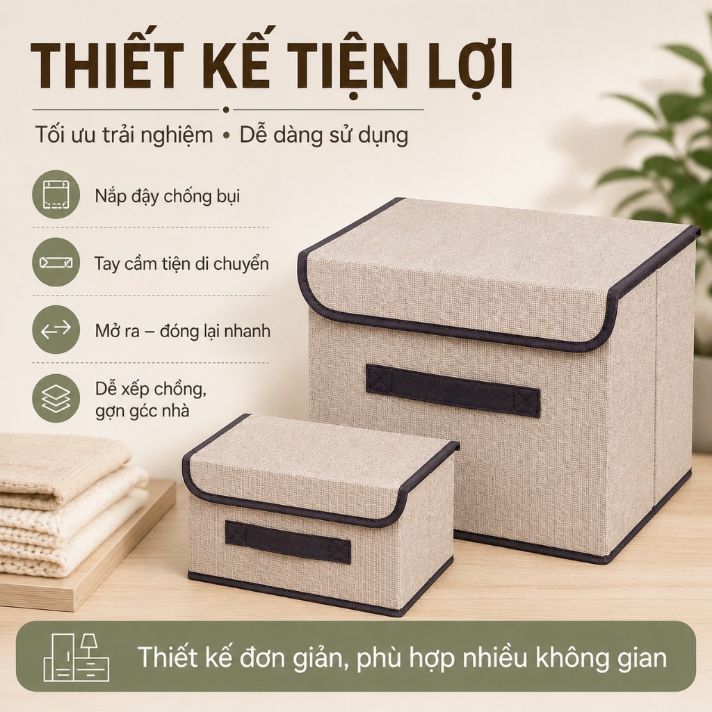Set 2 Hộp Đựng Quần Áo BELLEVIE Túi Đựng Quần Áo Có Nắp Gấp Gọn Vải Không Dệt Chống Nước Dày Dặn | BigBuy360 - bigbuy360.vn