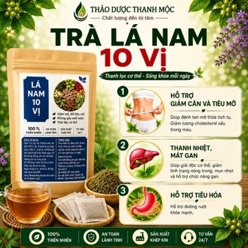 Trà Lá Nam 10 Vị - Hỗ trợ giảm cân, tiêu mỡ. Thanh Nhiệt, Thải độc. Hỗ trợ tiêu hóa