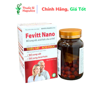 Viên Uống Fevitt Nano Hỗ Trợ Bổ Sung Sắt Acid Folic Cho Người Thiếu Sắt - Hộp 50 Viên