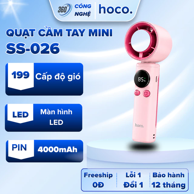 Quạt Cầm Tay Mini Turbo 199 Tốc Độ – Quạt Tích Điện Sạc TypeC Màn Hình LED Gió Mạnh 12W Quạt Mini Cầm Tay Cao Cấp