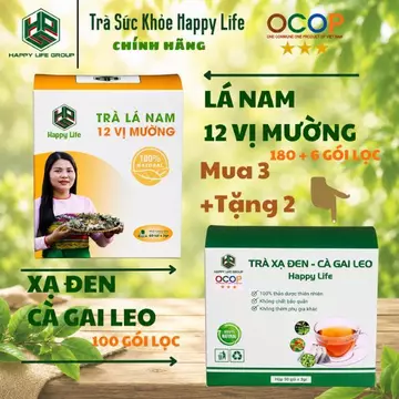 Trà Lá Nam 12 Vị Mường Happy Life Combo 5 Mua 3 - Tặng 2 hộp Trà Xạ Đen Cà Gai Leo - OCOP 3 Sao - Hỗ Trợ thanh mát