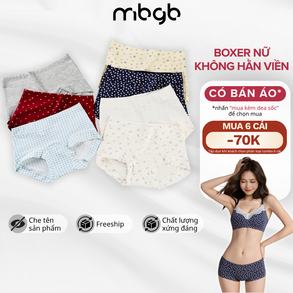 [Vải Xịn] Set Quần Lót Boxer Nữ Không Hằn Viền Họa Tiết Hoa Nhí MBGB 95% Cotton Kháng Khuẩn - 4090