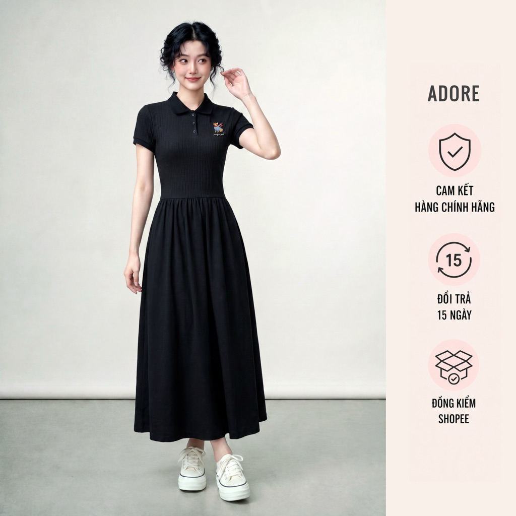 Đầm polo midi thun poplin 611DR2010