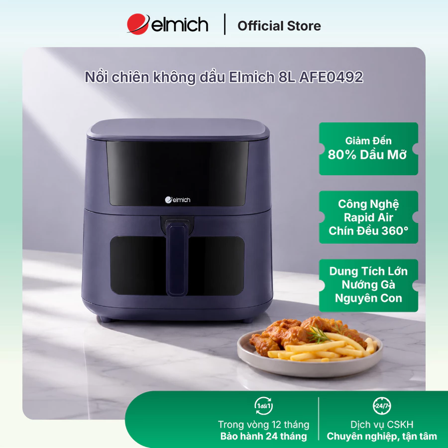 Nồi chiên không dầu Elmich AFE0492 8L màu đen trên listing Shopee Mall Elmich Việt Nam