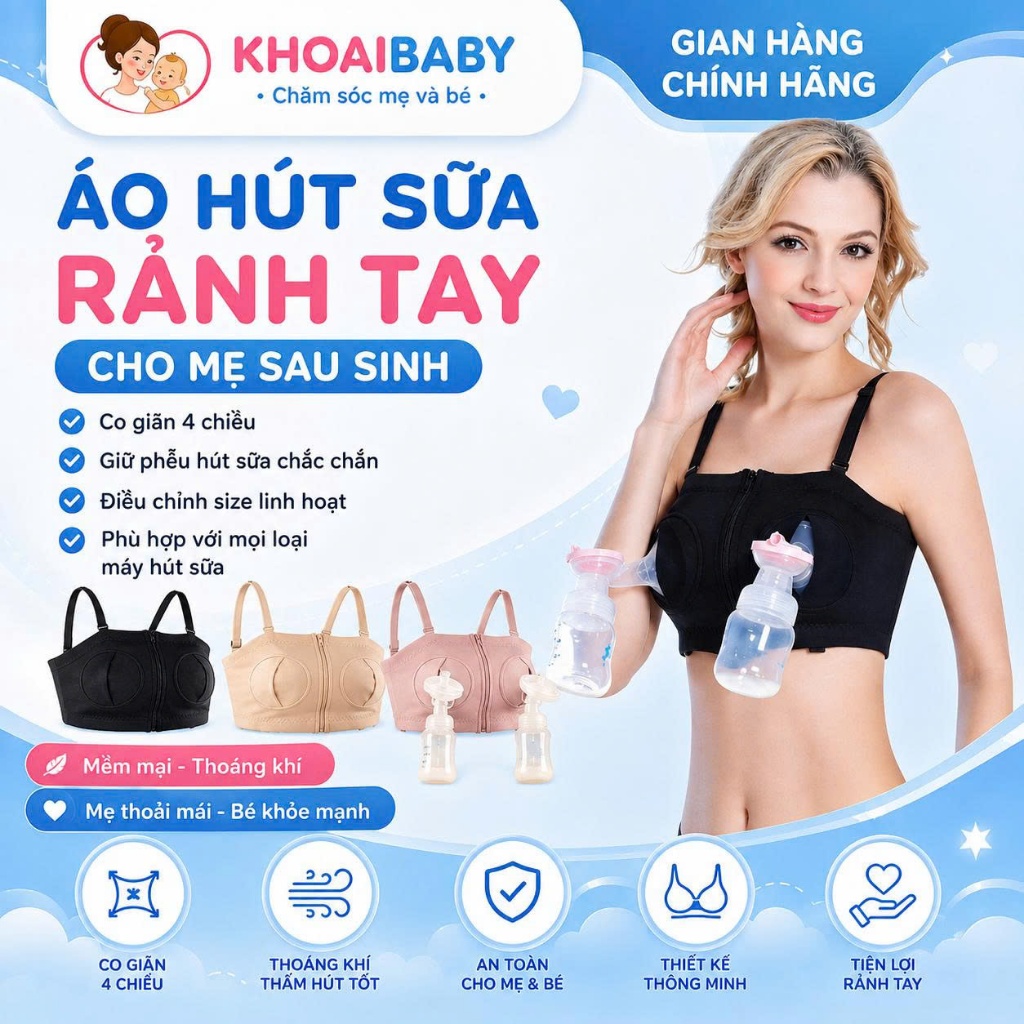 Áo hút sữa rảnh tay Việt Nam (có dây)-Khoaibaby