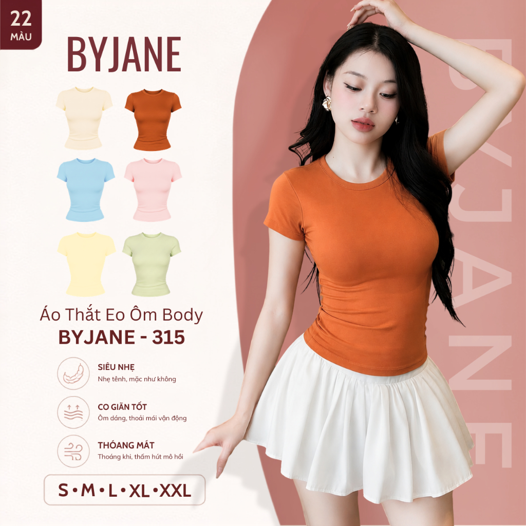 [MÀU MỚI] Áo Thun Nữ Thắt Eo Ôm Body BYJANE chất cotton trơn co dãn 4 chiều Women BYJANE - 315