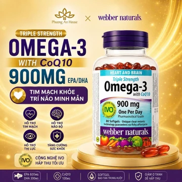 Thực Phẩm Bảo Vệ Sức Khoẻ Omega-3 with CoQ10 80 viên 900mg Dầu Cá Webber Natural - Phương An House