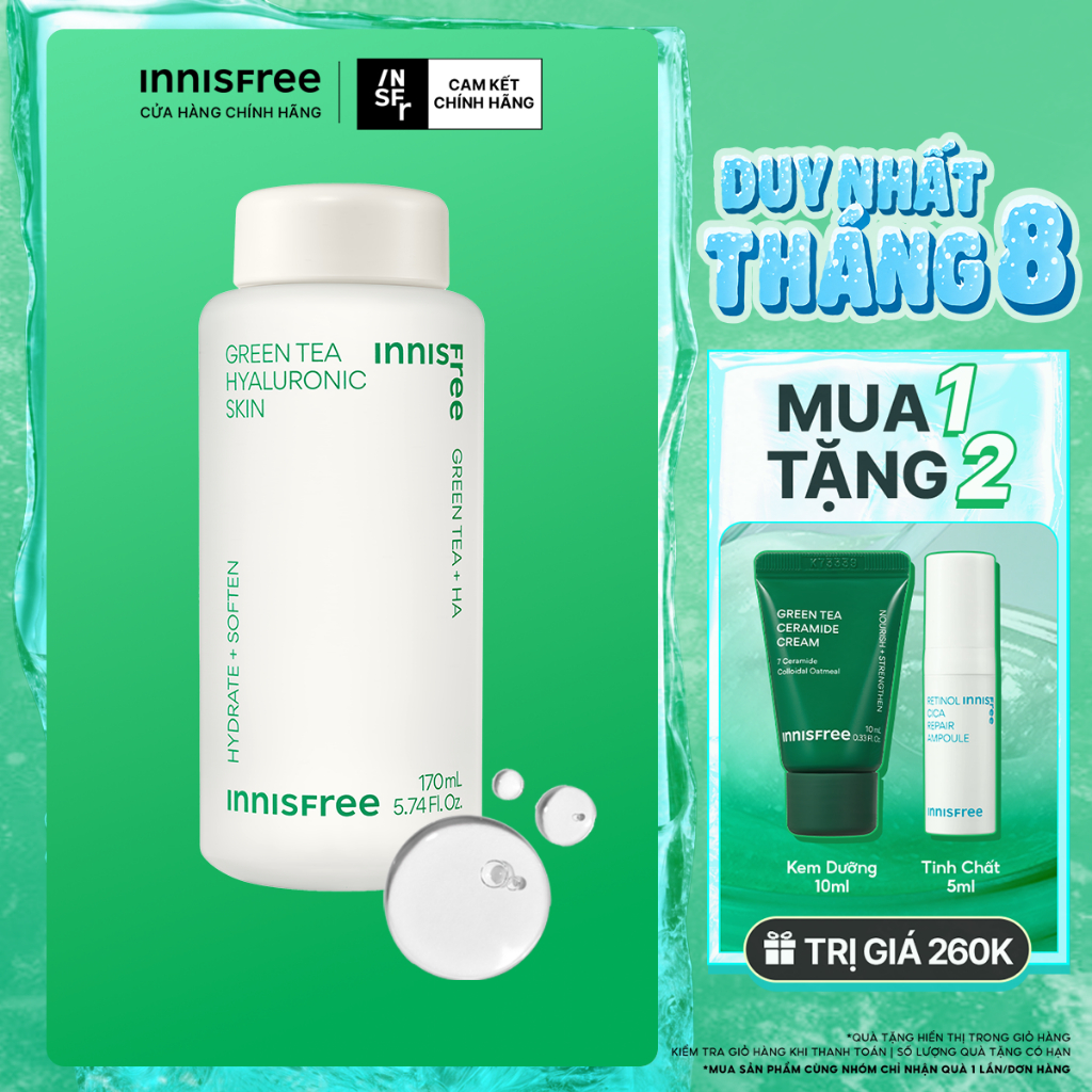 Nước cân bằng trà xanh INNISFREE Green Tea Hyaluronic Skin 170ml
