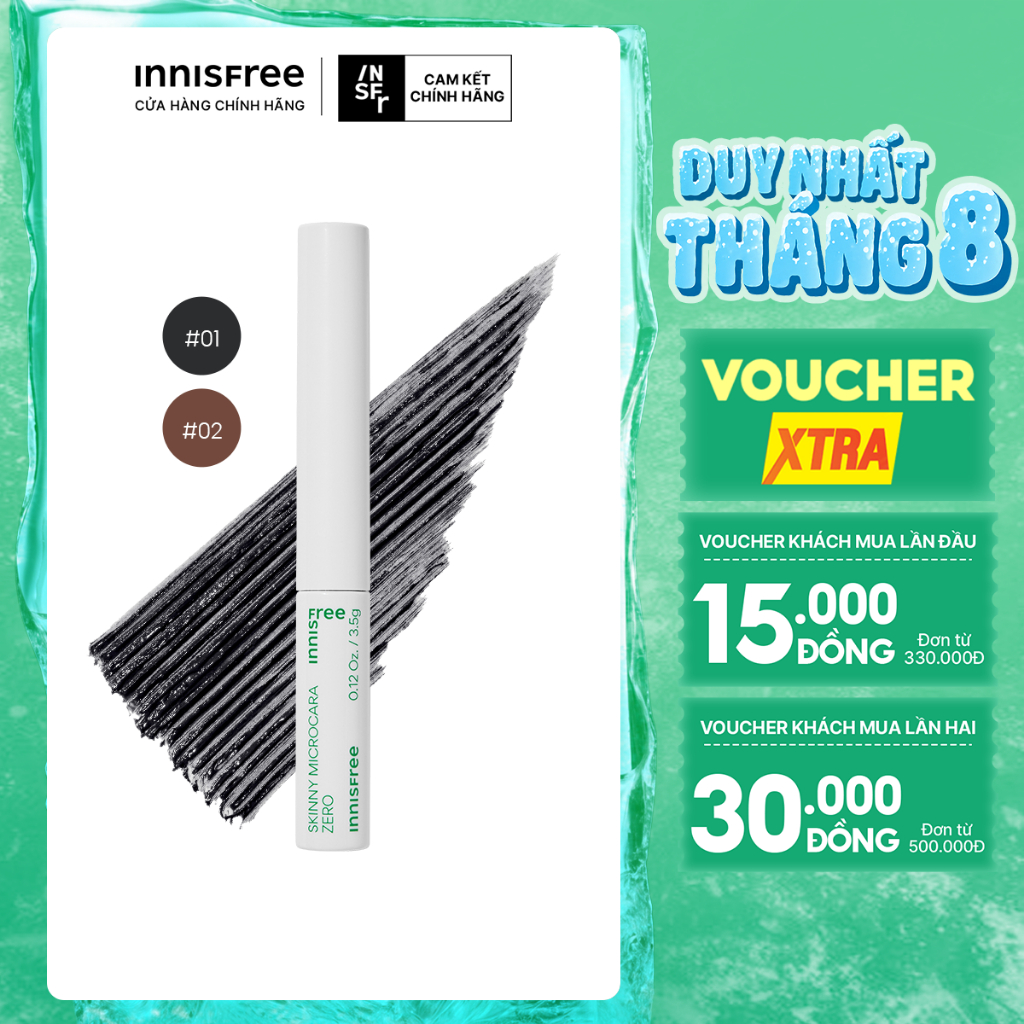 Mascara chải mi siêu mảnh chống trôi innisfree Skinny Microcara Zero 3.5g