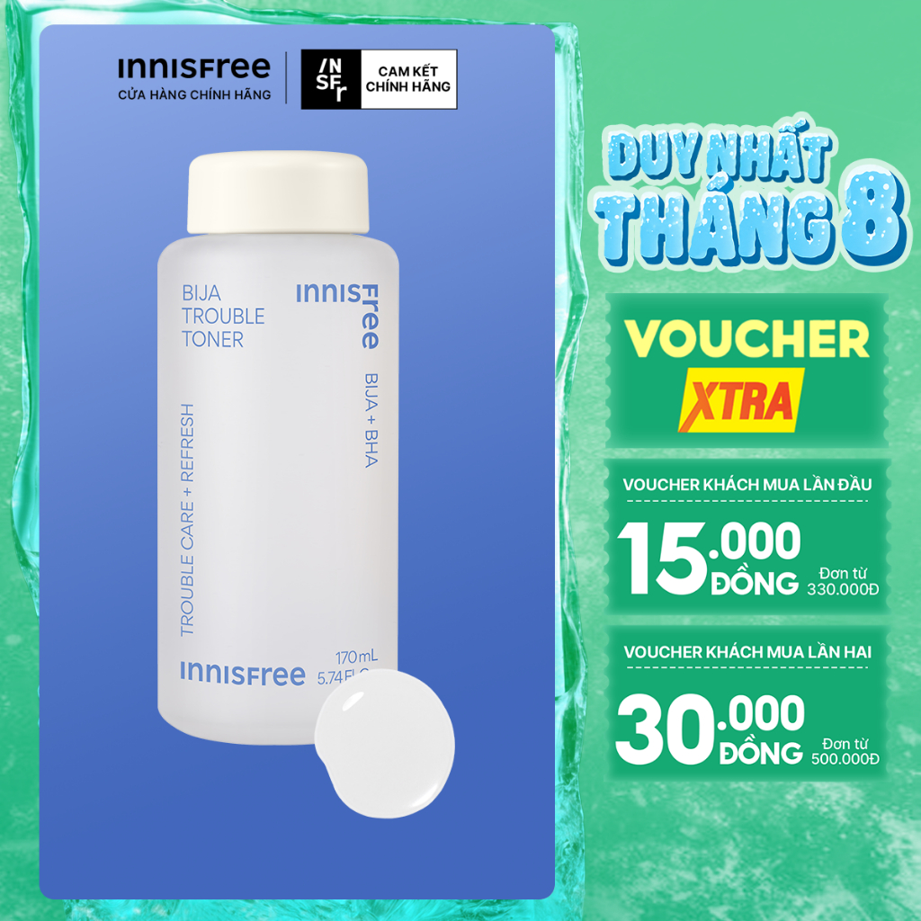 Nước cân bằng dành cho da mụn Innisfree Bija Trouble Toner 170ml