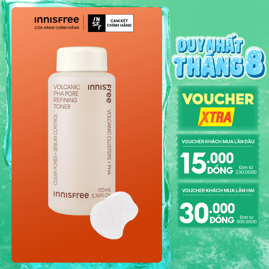 Nước cân bằng chăm sóc da từ tro núi lửa innisfree Volcanic PHA Pore Refining Toner 170ml