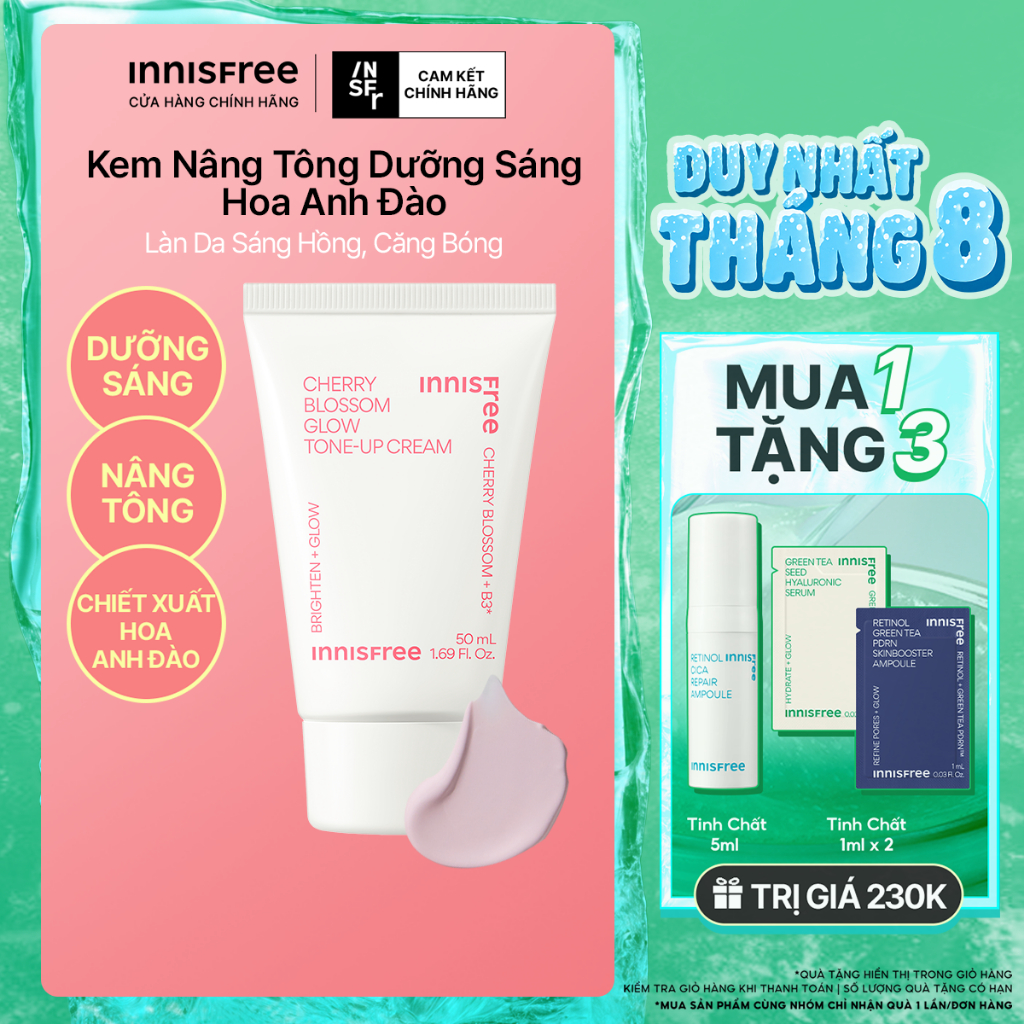 Kem nâng tông, dưỡng sáng làm đều màu da từ hoa anh đào INNISFREE Cherry Blossom Tone Up Cream 50ml