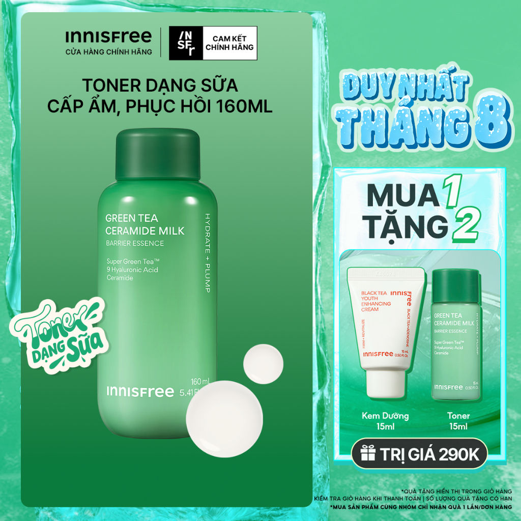 Toner dạng sữa cấp ẩm, phục hồi INNISFREE Green Tea Ceramide Milk