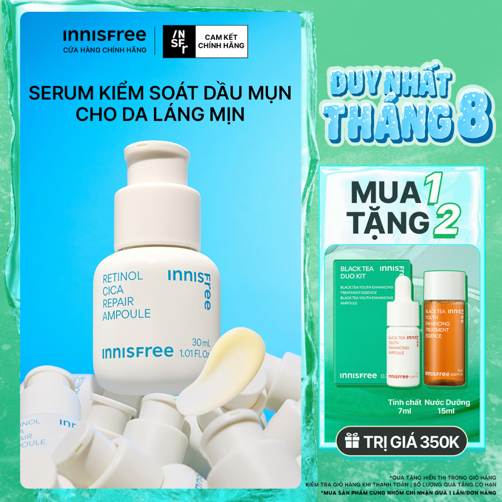 Serum kiểm soát dầu mụn cho da láng mịn INNISFREE Retinol Cica Repair Ampoule 30mL