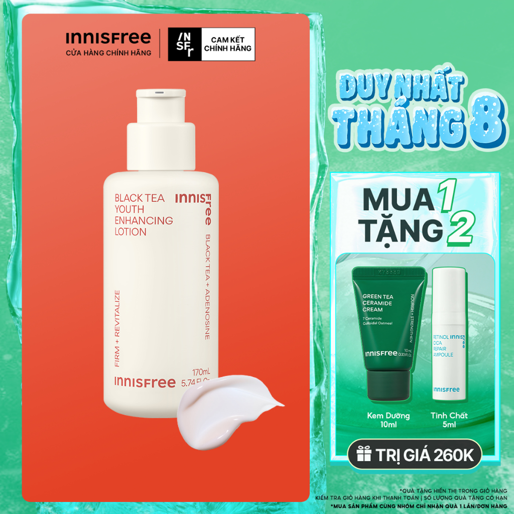 Sữa dưỡng ngăn ngừa lão hóa từ trà đen innisfree Black Tea Youth Enhancing Lotion 170ml