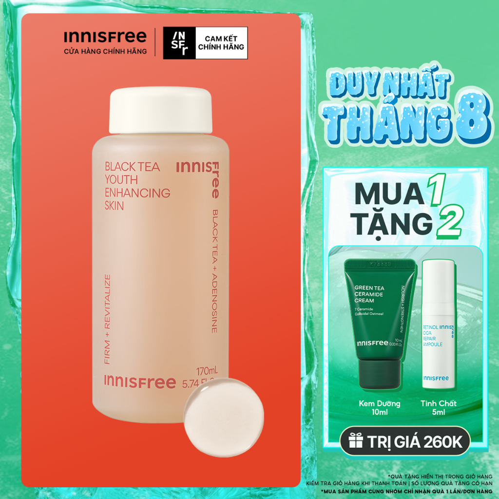 Nước cân bằng ngăn ngừa lão hóa từ trà đen innisfree Black Tea Enhancing Skin 170 mL