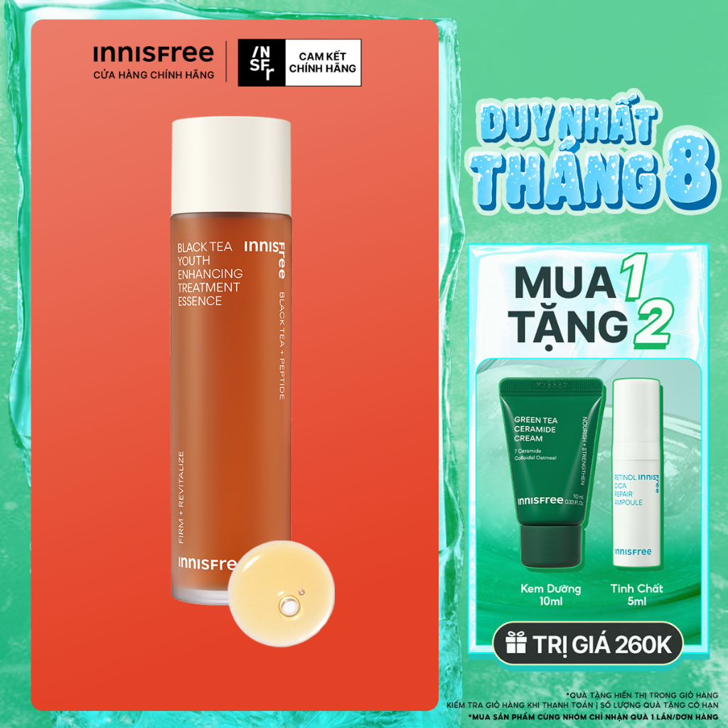 Nước dưỡng ngăn ngừa lão hóa từ trà đen innisfree Black tea Treatment Essence 145 mL (New 2023)