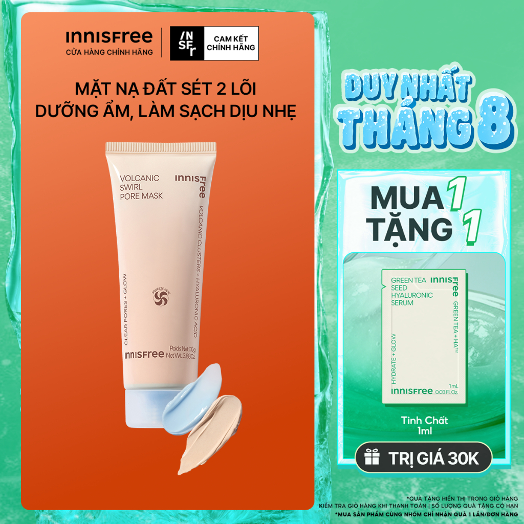 Mặt nạ đất sét lốc xoáy 2 lõi thế hệ mới INNISFREE VOLCANIC SWIRL PORE MASK 110g