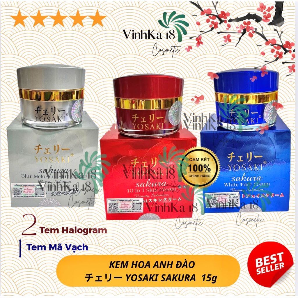 [ チェリー  ] KEM HOA ANH ĐÀO YOSAKI SAKURA CHÍNH HÃNG 15g
