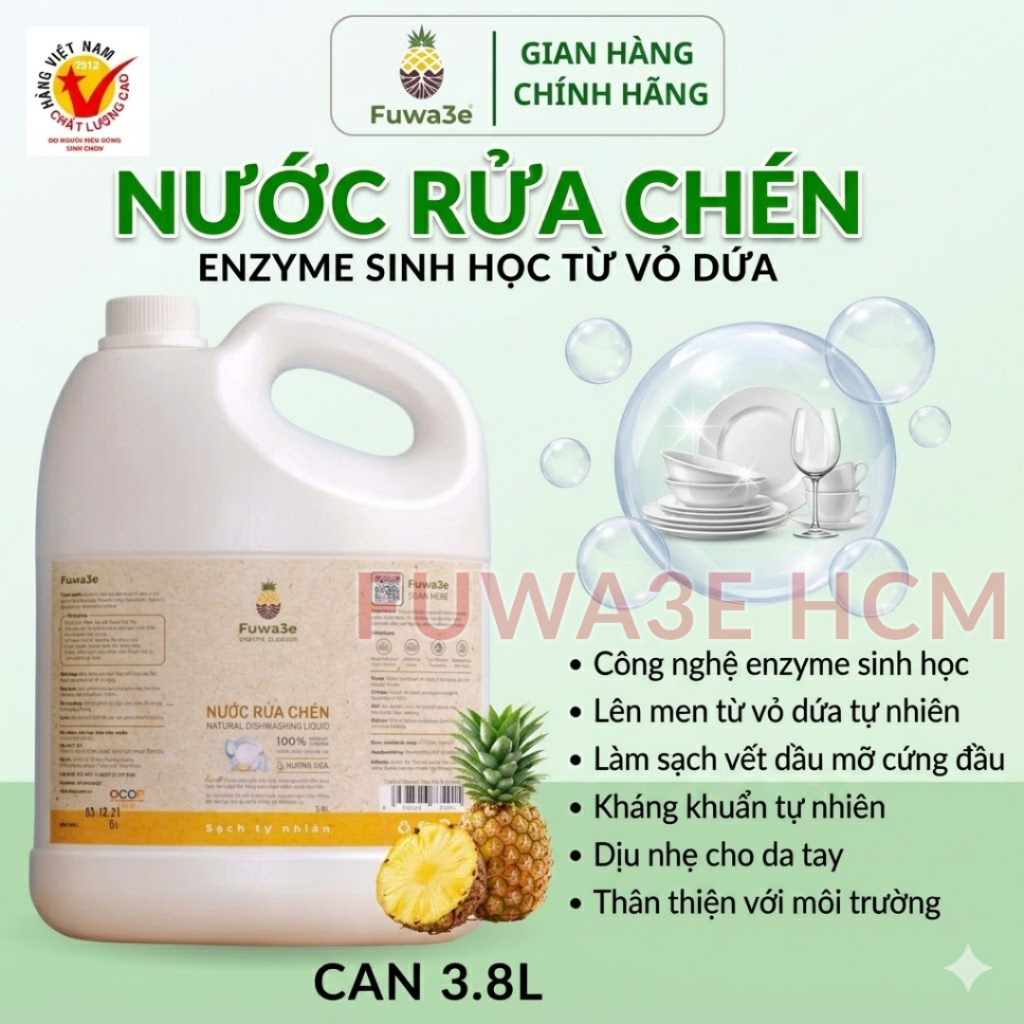 [SALE] Nước Rửa Chén Hữu Cơ Fuwa3e , 100% organic an toàn, ko hóa chất, không dị ứng da nhạy cảm