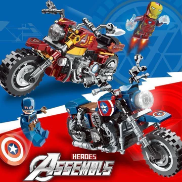 [SLAY SLAY] bộ lego xe máy captain america, xe máy iron man, bộ lego lắp ráp độc đáo