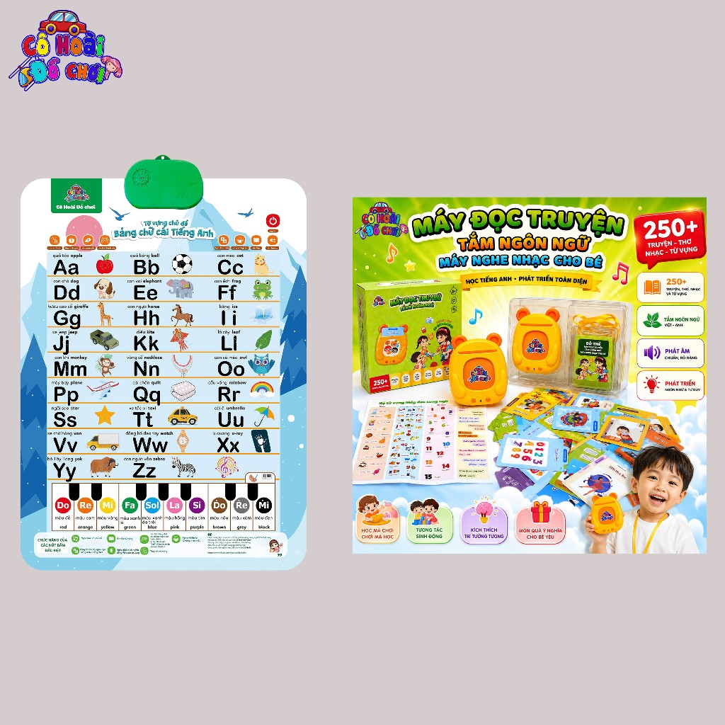 Máy đọc song ngữ 5 trong 1 gồm truyện, thơ, nhạc, cấu trúc câu, nhạc ru ngủ