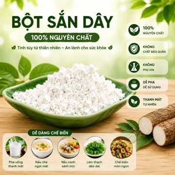 BỘT SẮN DÂY NGUYÊN CHẤT ORGANIC 500g | 1Kg –TINH BỘT SẮN DÂY TỰ NHIÊN – KHÔNG PHẨM MÀU, KHÔNG CHẤT BẢO QUẢN