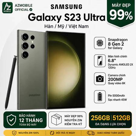 Điện thoại S23 Ultra 5G cũ đẹp 99% | Snap mạnh | Máy Mỹ/Hàn/Việt | BH 12T