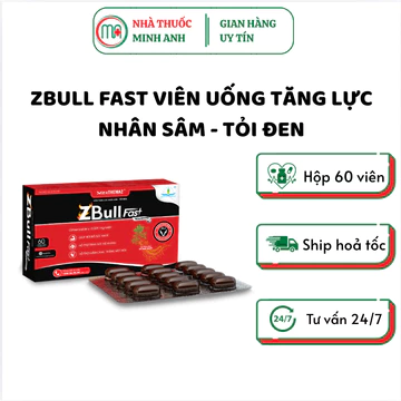 [Date 10/5/2027] ZBull Fast - Viên uống tăng lực nhân sâm-tỏi đen Giúp bồi bổ sức khoẻ Giảm căng thẳng mệt mỏi 60viên