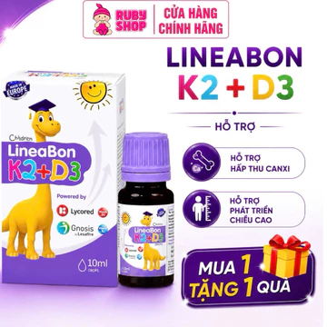 D3K2 Lineabon Chính Hãng Nhỏ Giọt 10ml - Vitamin D3 K2 Cho Bé Hỗ Trợ Bổ Sung Vitamin D3 & K2