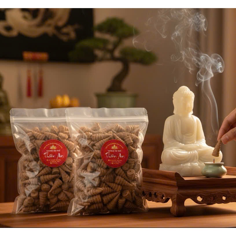 Nhang nụ trầm  xông nhà 100% Quế Rừng Xanh, 1 ký 410 nụ, nụ trầm tài lộc, thiền yoga, giúp ấm không gian, tăng vượng khí