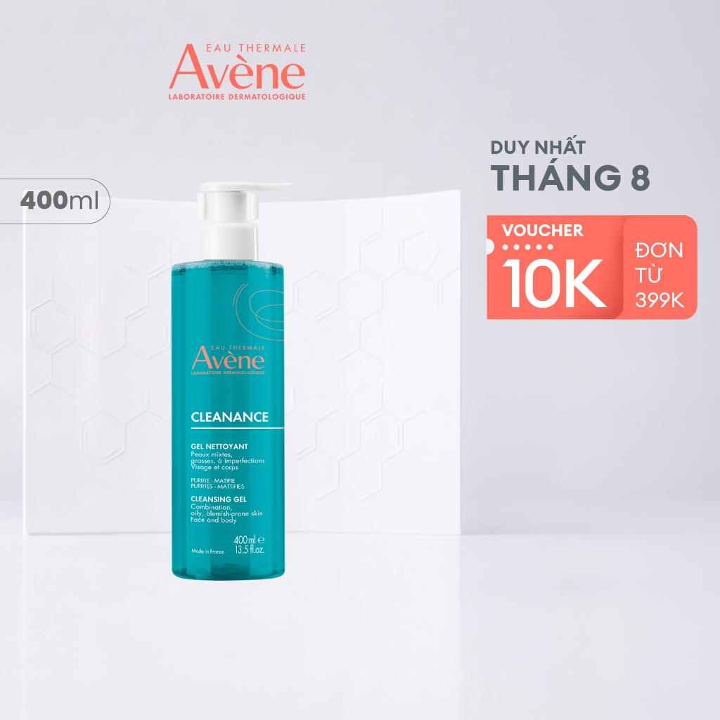 Gel rửa mặt cho da dầu mụn Eau Thermale Avène CLEANANCE Cleansing Gel làm sạch sâu bụi bẩn, giảm bã nhờn 400ML