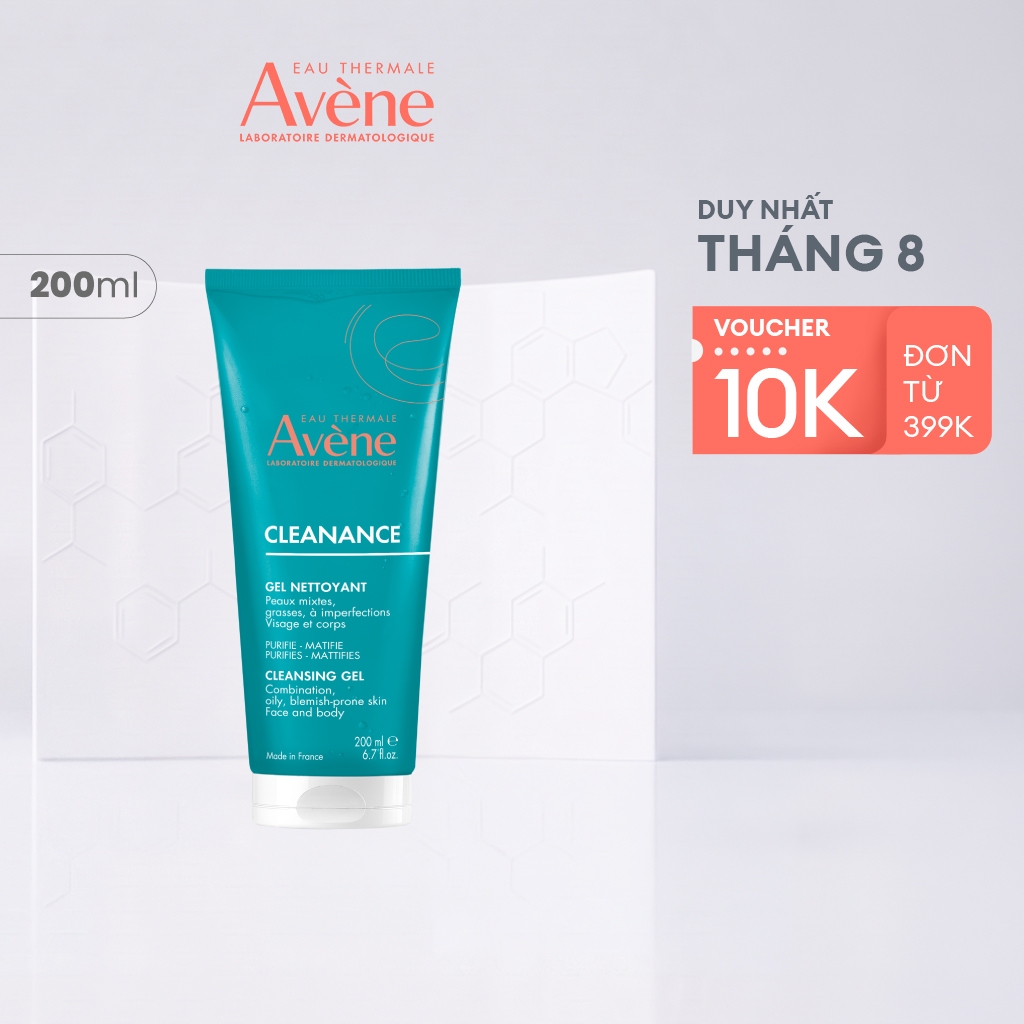 Gel rửa mặt cho da dầu mụn Eau Thermale Avène CLEANANCE Cleansing Gel làm sạch sâu bụi bẩn, bã nhờn 200ML