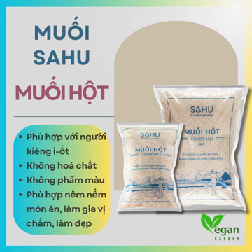 Muối Hột Sahu Muối biển truyền thống Ăn thực dưỡng - Ăn Chay - Ăn Kiêng - Muối tắm thư giãn Vegangarden